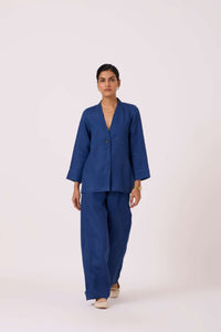 Yasnaya Ink Blue Linen Jacket