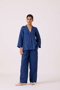 Yasnaya Ink Blue Linen Jacket