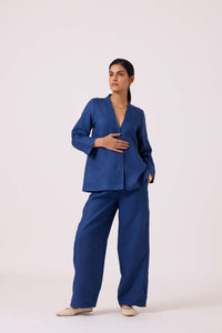Yasnaya Ink Blue Linen Jacket