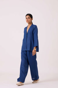Yasnaya Ink Blue Linen Jacket