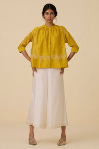 Sabeen Yellow Embroidered Top