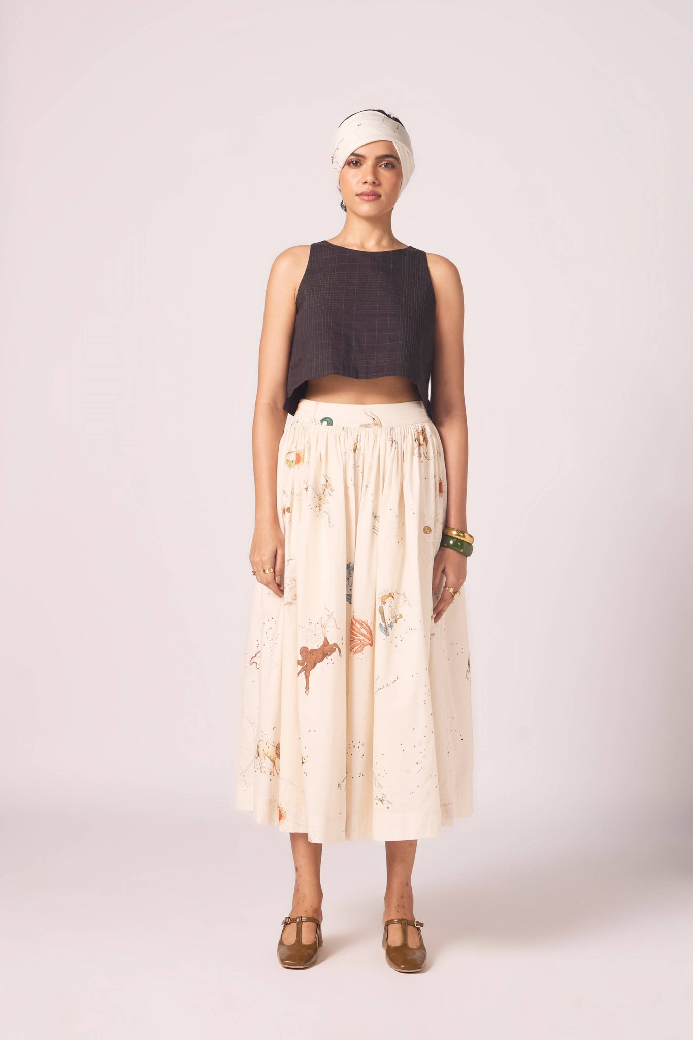 Maud Zodiac Print Cotton Skirt