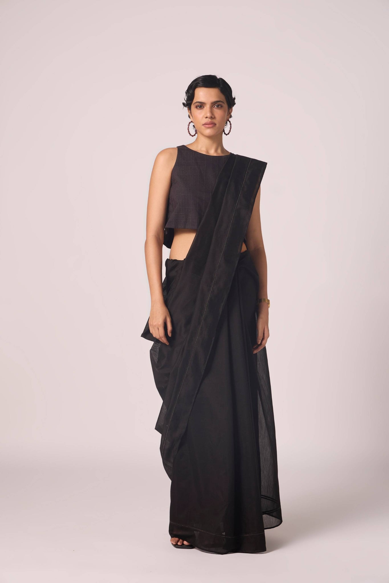 Zuben Zodiac Black Handwoven Embroidered Saree