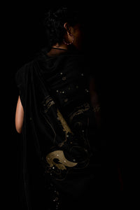 Zuben Zodiac Black Handwoven Embroidered Saree