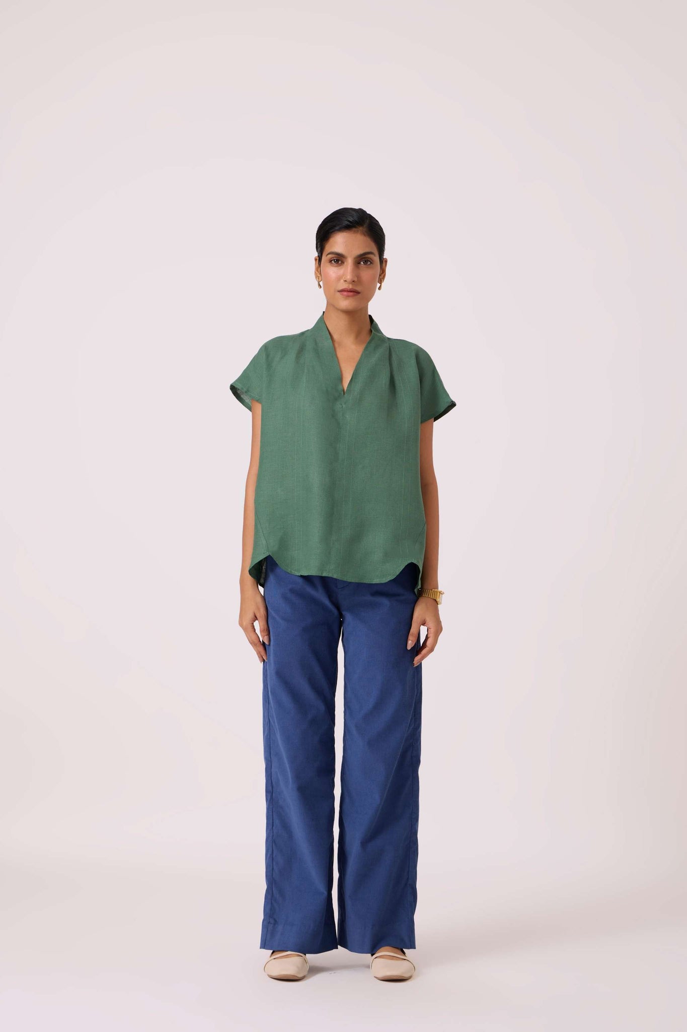 Orion Green Linen Top