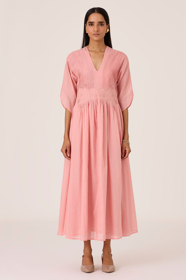 Kamil Pink Embroidered Maxi Dress