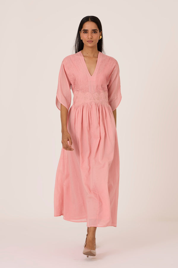 Kamil Pink Embroidered Maxi Dress