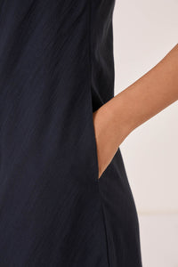 Anura Black Handwoven Sleeveless Midi Dress