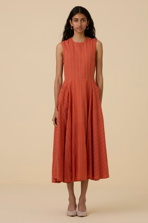 Valentino Orange Cotton Midi Dress