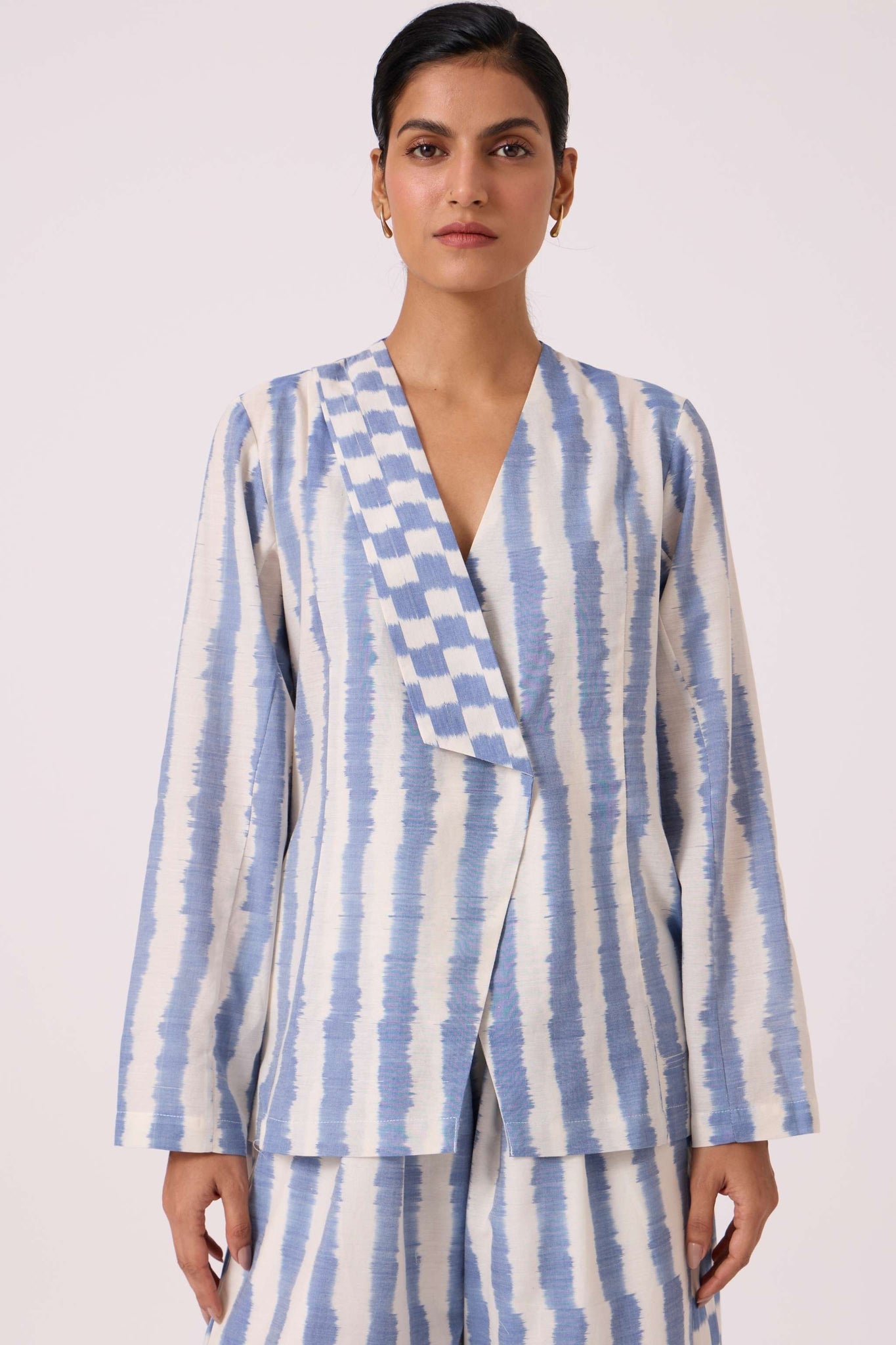 Dimtri Blue Striped Ikat Jacket