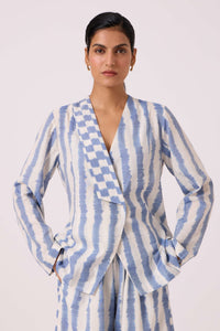Dimtri Blue Striped Ikat Jacket
