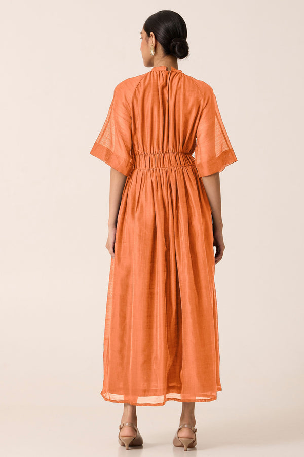 Arha Apricot Ruched Dress