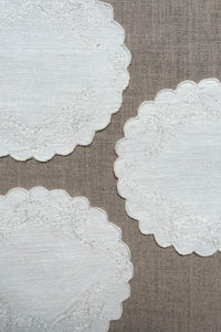 White Floral Embroidered Coasters - Set of 2