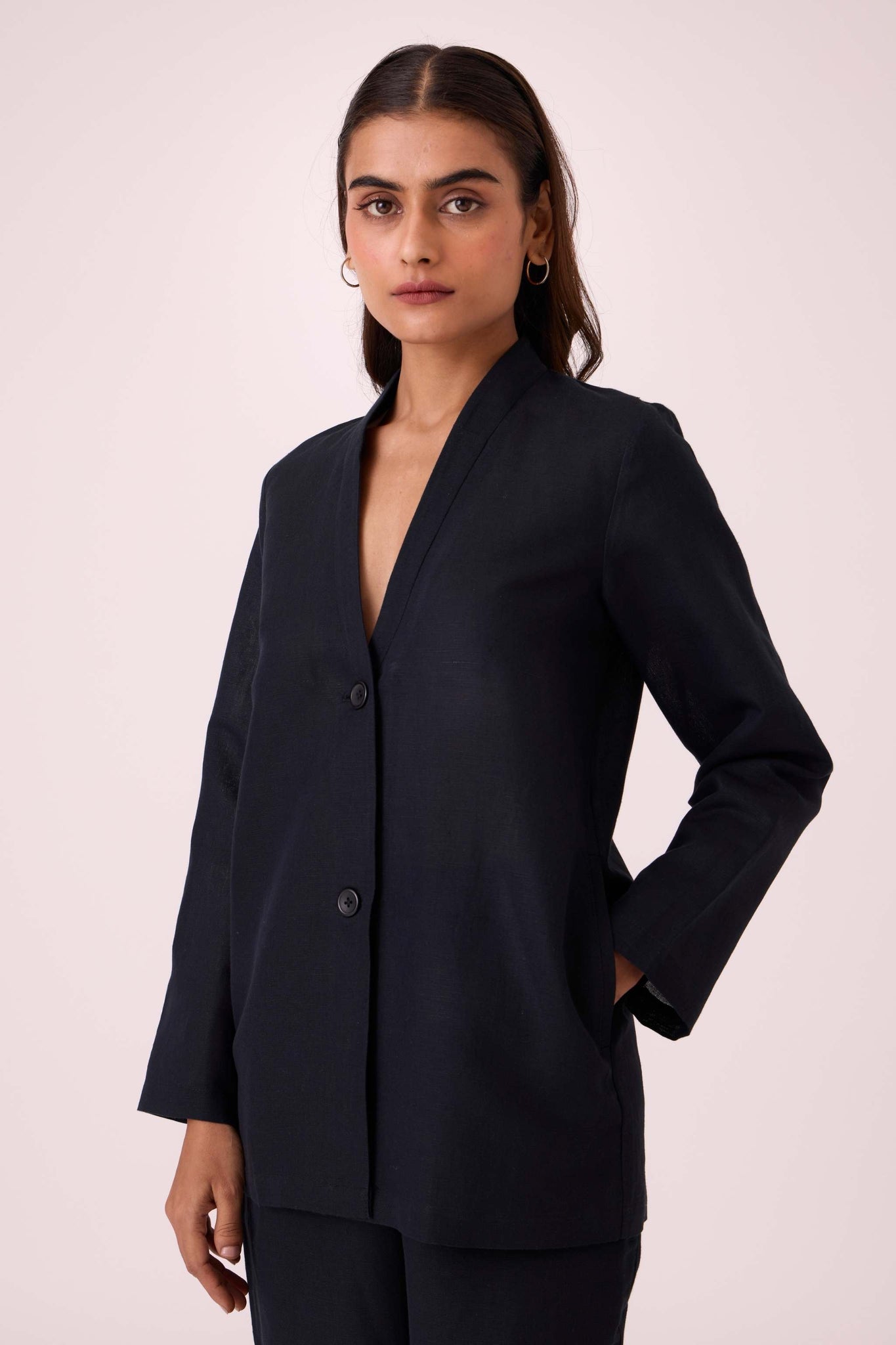 Darcy Black Linen Jacket