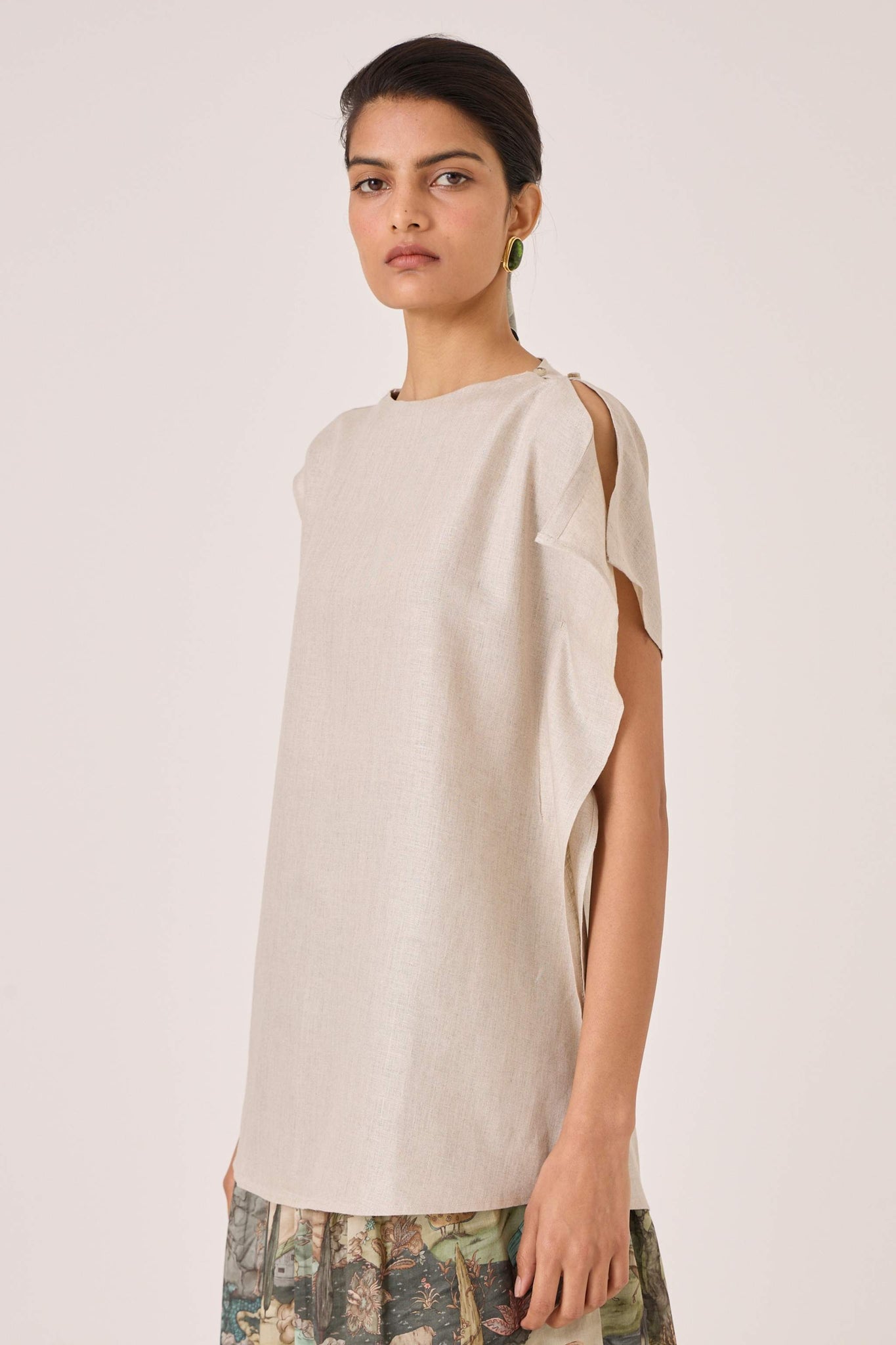 Janith Beige Linen Top