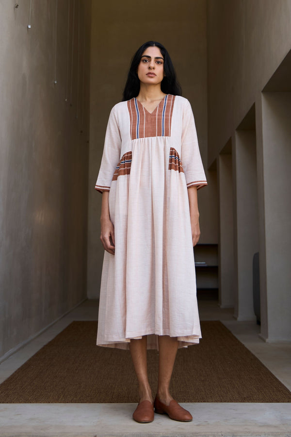 Ares Handwoven Pink Striped Dress