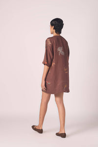 Stad Brown Zodiac Print Shift Dress