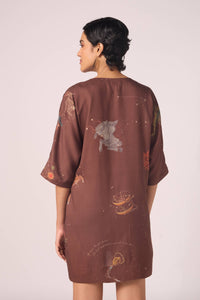 Stad Brown Zodiac Print Shift Dress