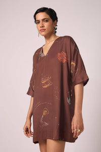 Stad Brown Zodiac Print Shift Dress