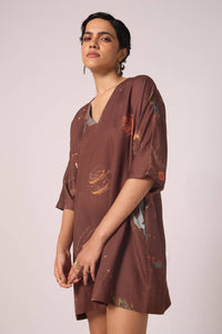Stad Brown Zodiac Print Shift Dress