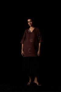 Stad Brown Zodiac Print Shift Dress