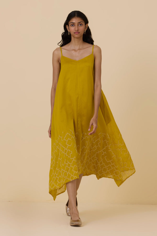 Inaya Yellow Handwoven Resort Dress