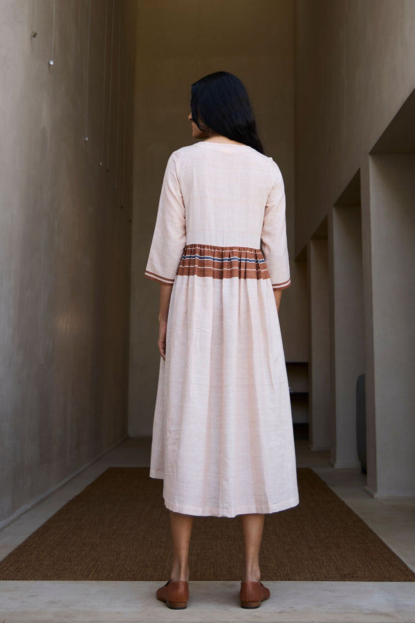 Ares Handwoven Pink Striped Dress