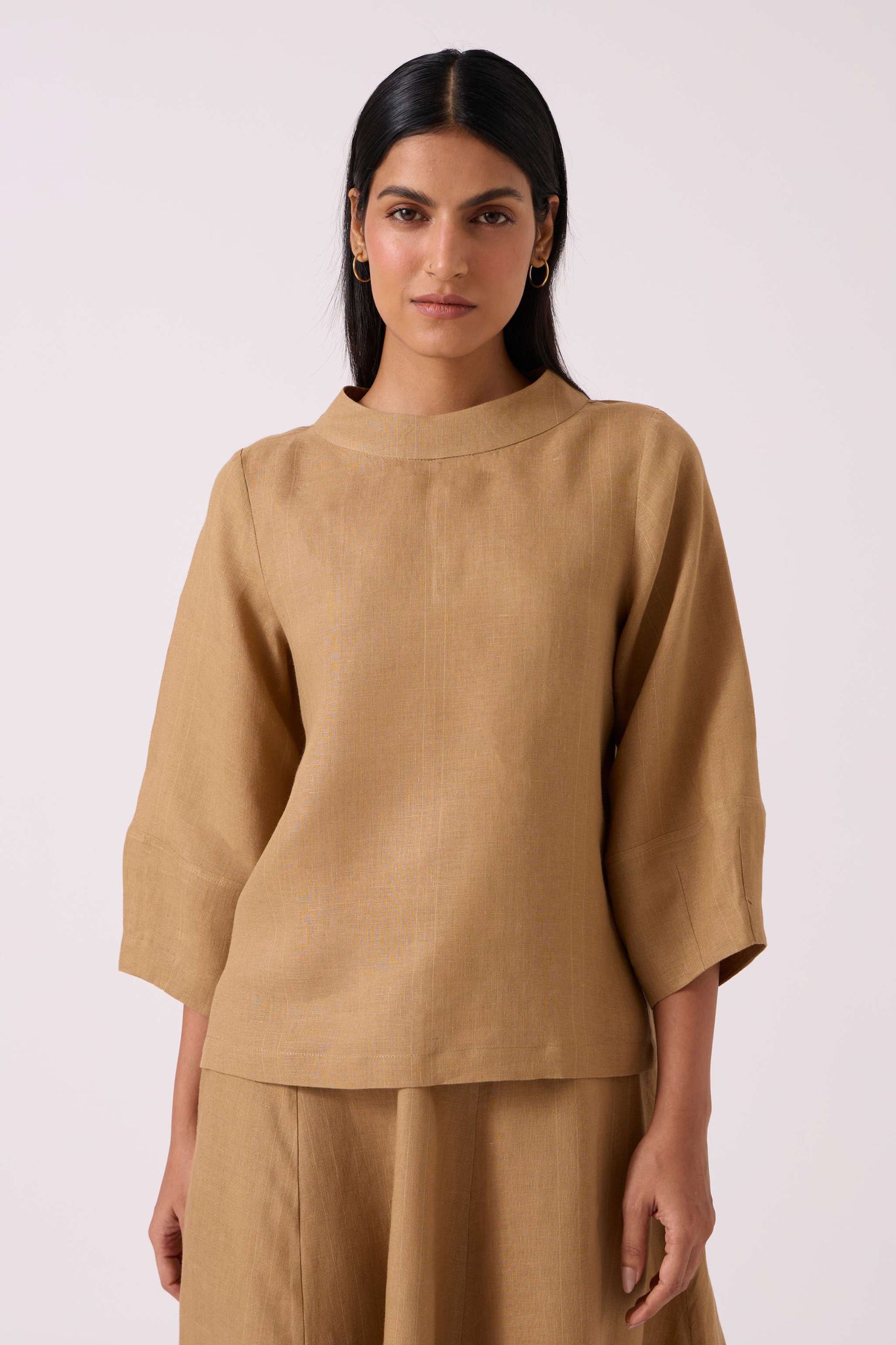 Bertie Tan Linen Top
