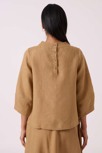 Bertie Tan Linen Top