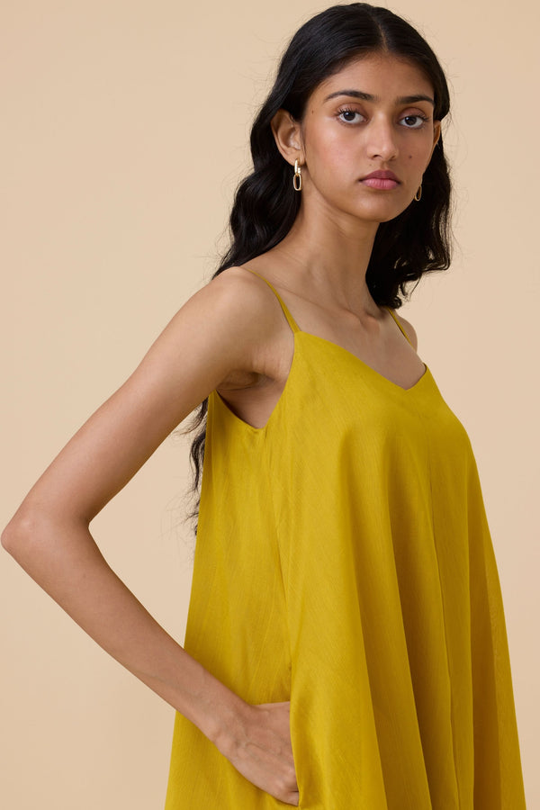 Inaya Yellow Handwoven Resort Dress