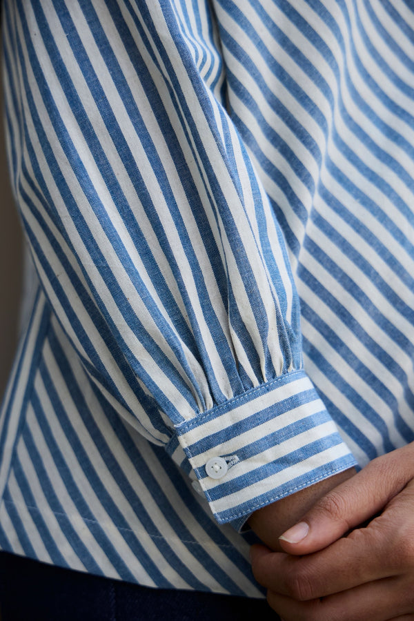 Yeji Handwoven Blue Striped Shirt