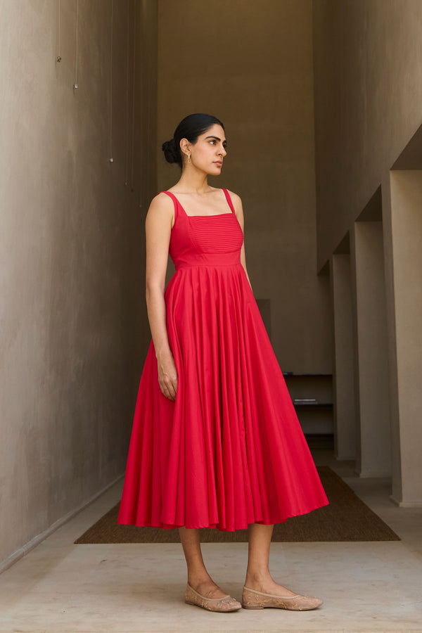 Manoor Red Organic Cotton Dress ( Pre Order)