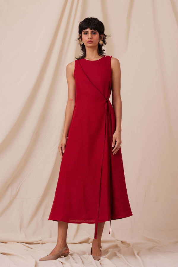 Yola Scarlet Linen Dress