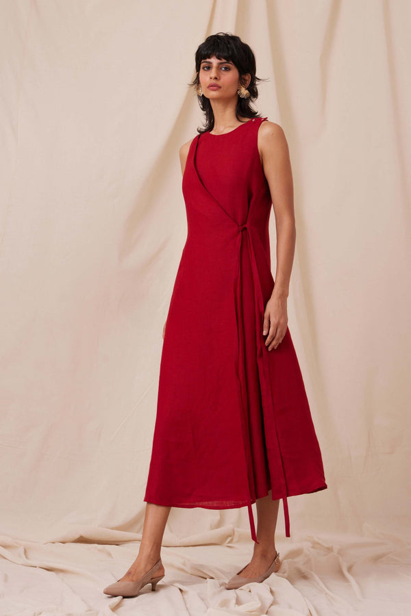 Yola Scarlet Linen Dress