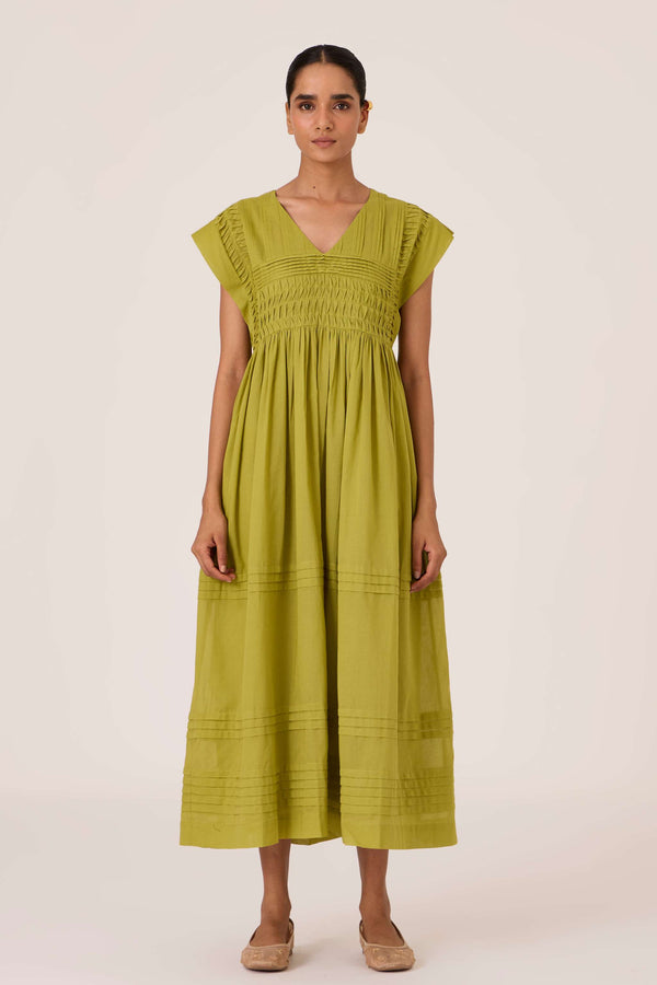 Aelia Citron Pleated Midi Dress