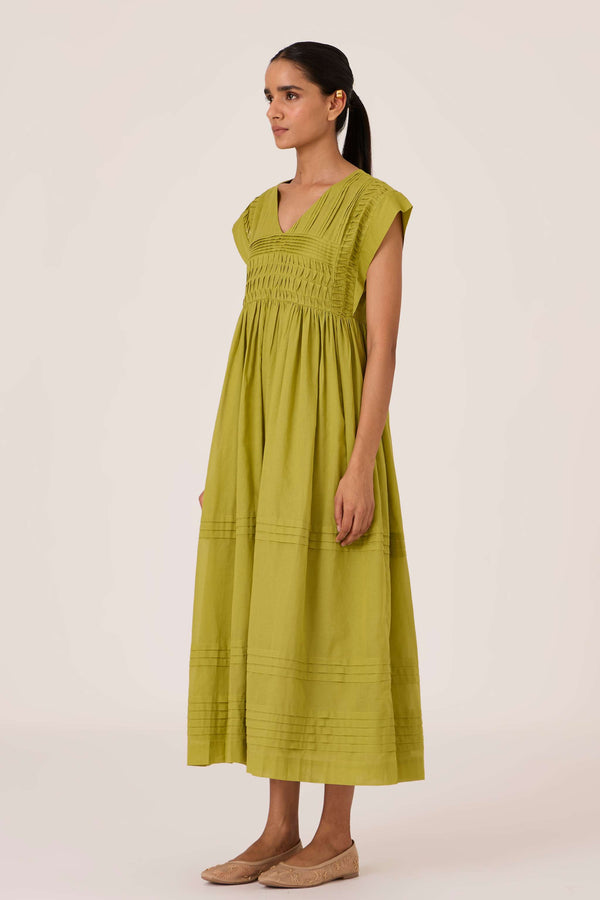 Aelia Citron Pleated Midi Dress