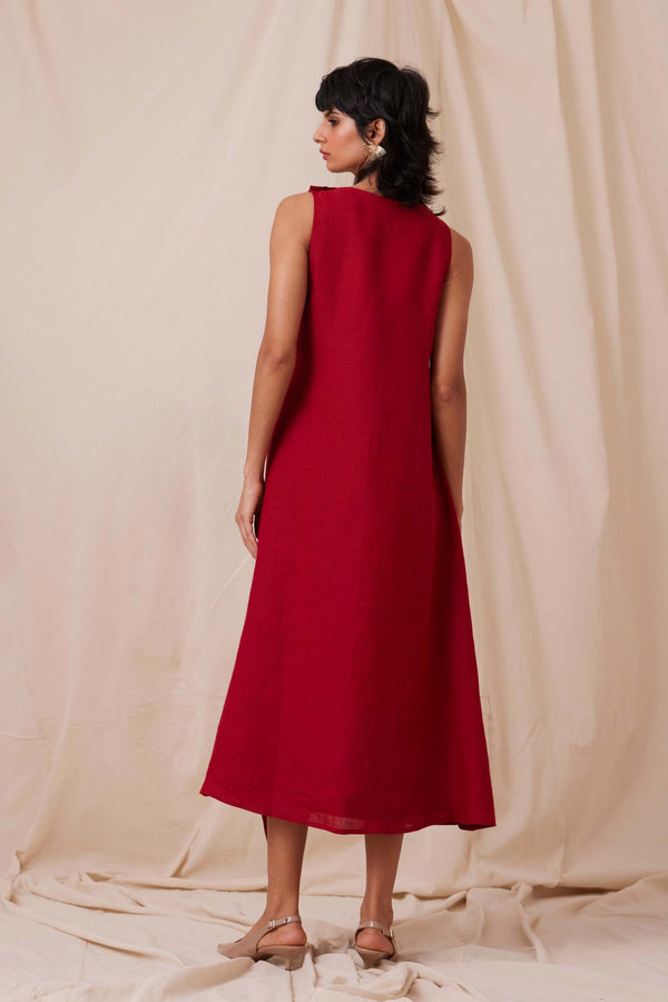 Yola Scarlet Linen Dress