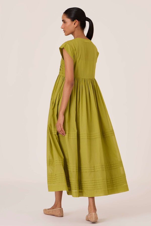 Aelia Citron Pleated Midi Dress