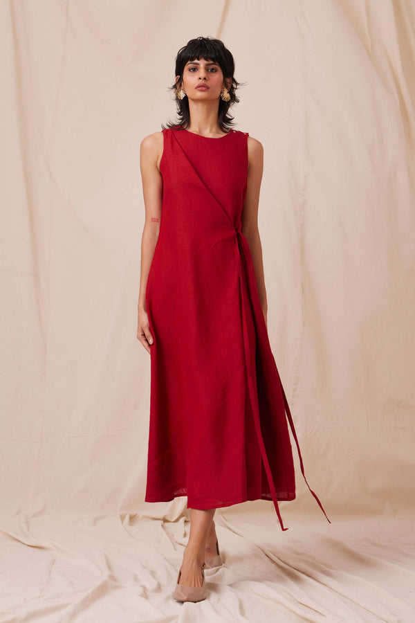 Yola Scarlet Linen Dress