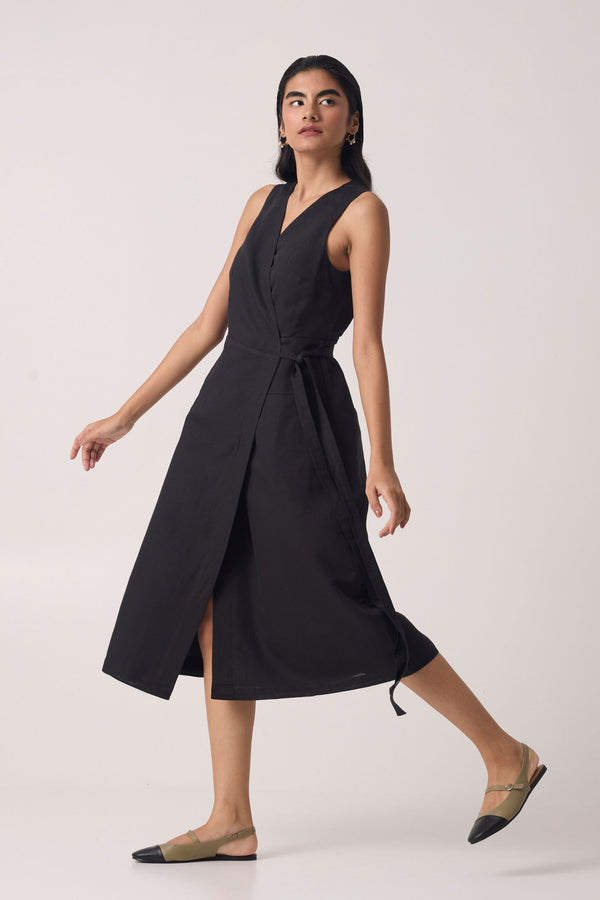 Arandi Black Wrap Dress