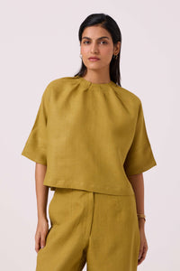 Bourne Olive Linen Top