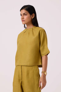 Bourne Olive Linen Top