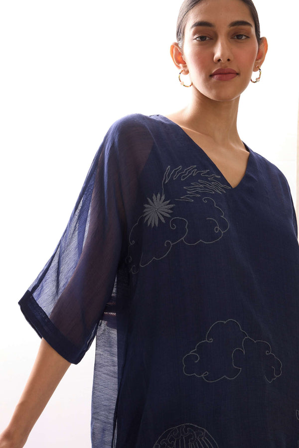 Stad Navy Chikankari Dress