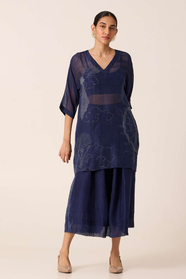 Stad Navy Chikankari Dress