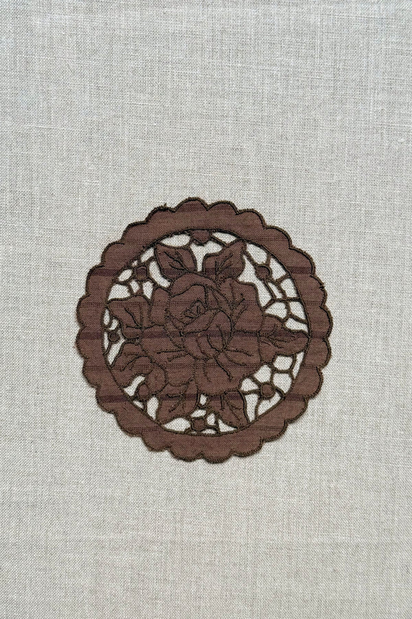 Brown Cutwork Cotton Coasters - Set of 2