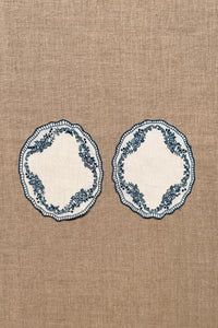 Navy Blue Embroidered Cotton Coasters - Set of 2