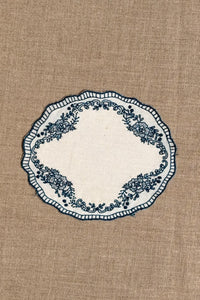 Navy Blue Embroidered Cotton Coasters - Set of 2