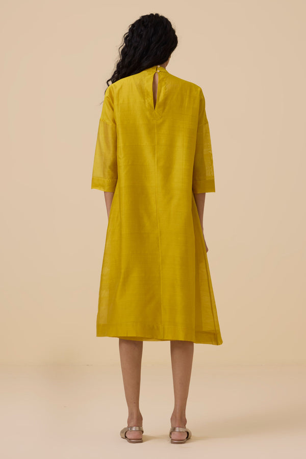 Aira Yellow Handwoven Embroidered Dress