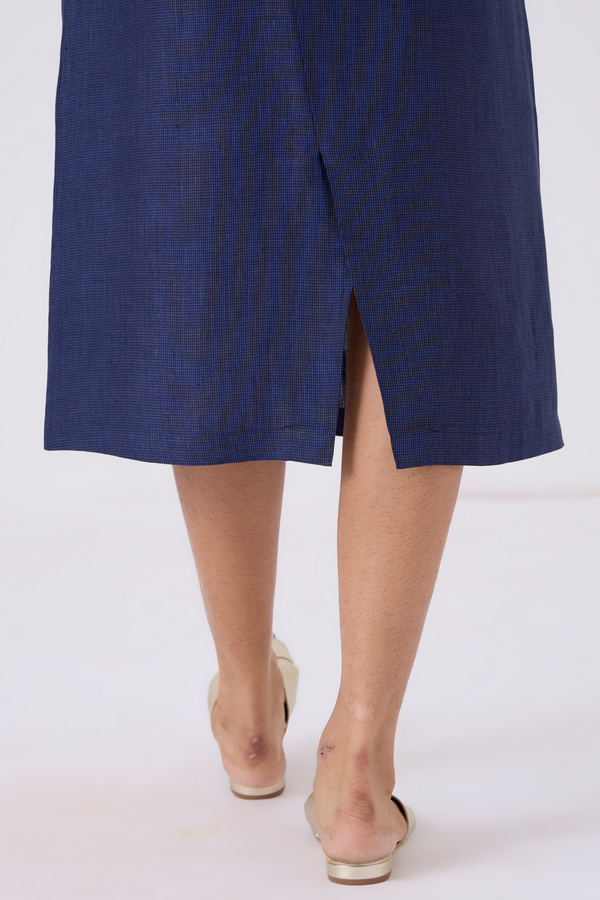 Sandra Linen Indigo Midi Skirt