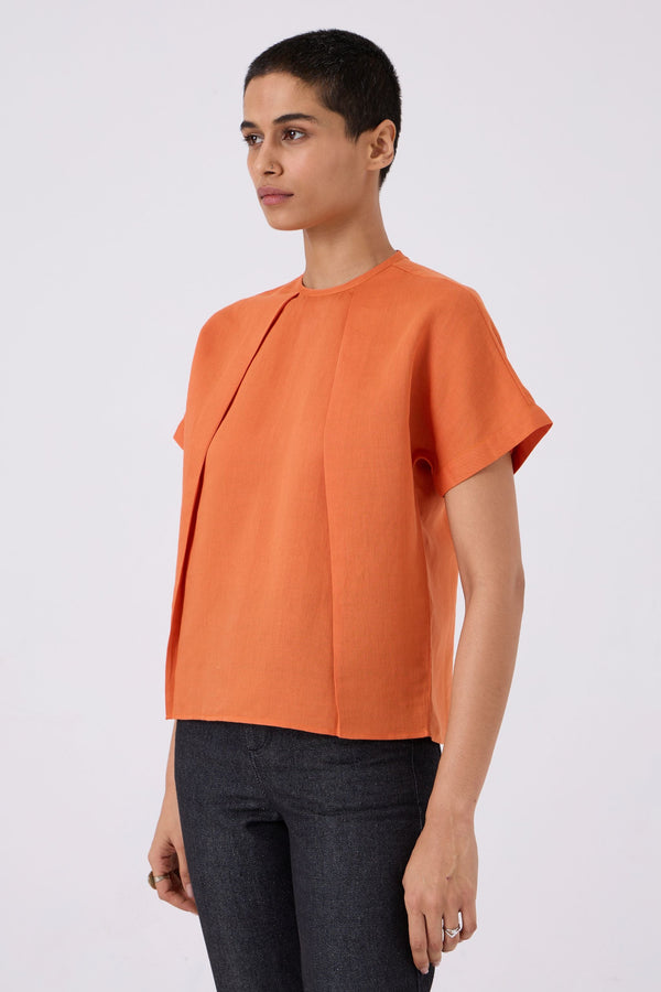 Pam Orange Linen Top | Relove